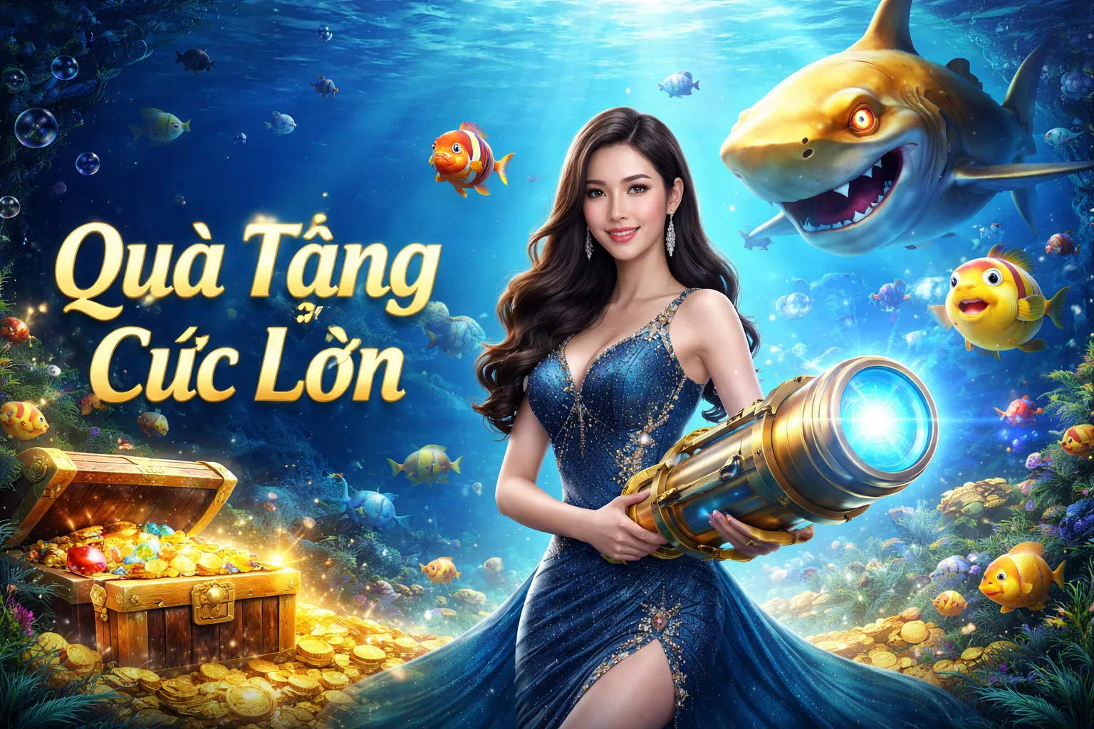 Giao diện trò chơi bắn cá chi tiết với đồ họa 3D sắc nét và hiệu ứng nổ cá tại gacam67 cổng game